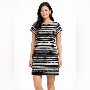 SIMONS Twik Navy, Yellow and White Raglan Sleeve Mini Dress